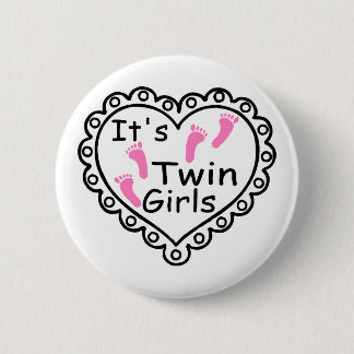 Seine Doppelmädchen-rosa Abdruck-Herzen Button