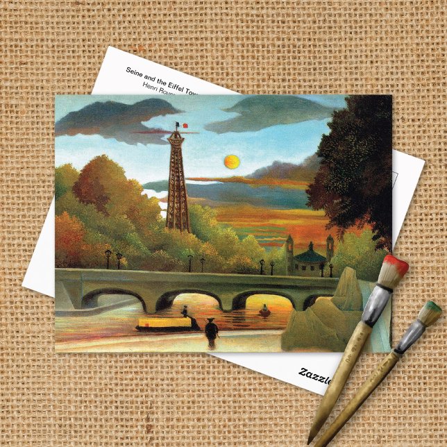 Seine Eiffel Tower Sunset Henri Rousseau Postkarte (Von Creator hochgeladen)