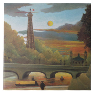 Seine & Eiffelturm bei Sonnenuntergang (Paris, Fra Fliese
