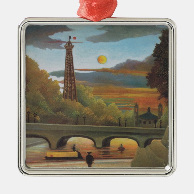 Seine & Eiffelturm im Sonnenuntergang (Paris, Fran Ornament Aus Metall (Vorne)