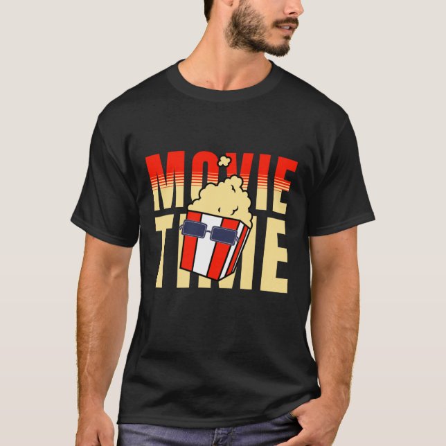 seine Filmzeit und Popcorn T-Shirt (Vorderseite)