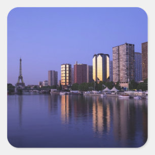 Seine-Front und Eiffelturm, Paris, Frankreich Quadratischer Aufkleber