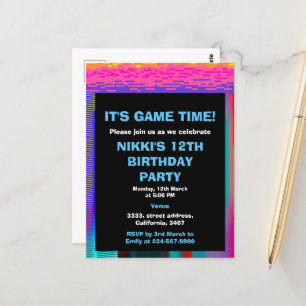 Seine Game Time Kids pixelten Gaming Geburtstag Postkarte