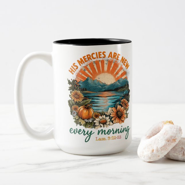 Seine Gnaden sind neu.. Zweifarbige Tasse (Mit Donut)