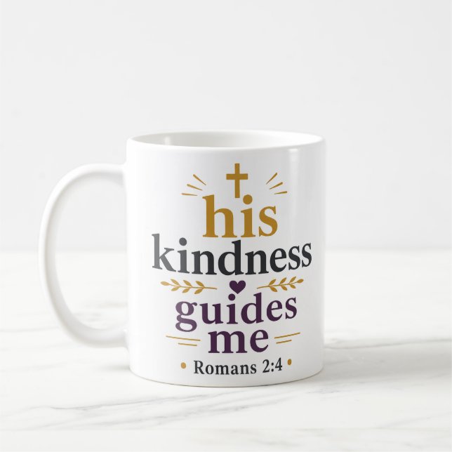 Seine Güte leitet mich Moderner christlicher Spruc Kaffeetasse (Links)
