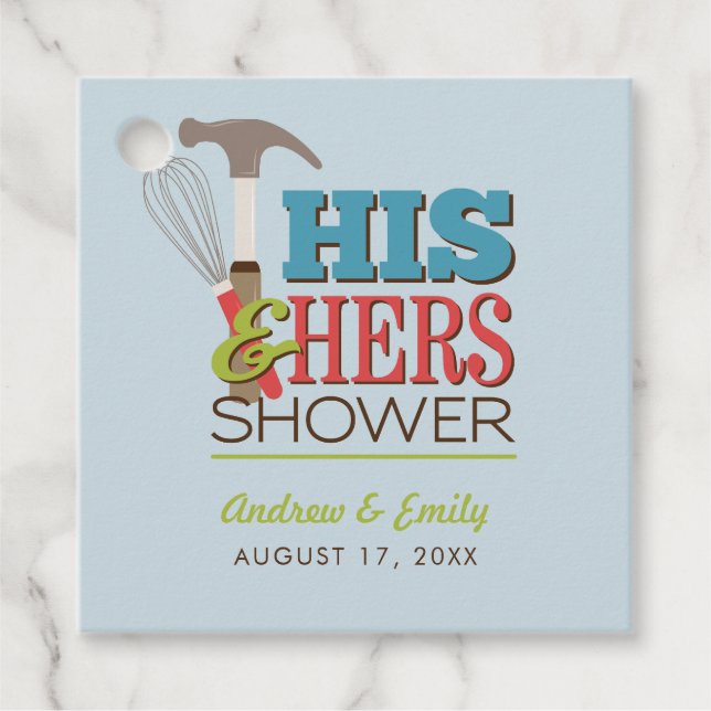 Seine & Hers Hammer Whisk Couples Dusche Geschenkanhänger (Vorderseite)