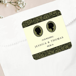 Seine & ihre Art Deco Silhouette Hochzeitskollekti Quadratischer Aufkleber