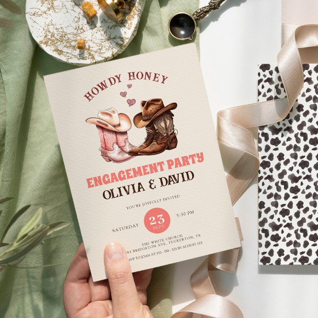 Seine & ihre Cowboy Boots Western Engagement Party Einladung (Von Creator hochgeladen)