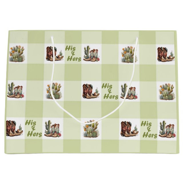 Seine & ihre Cowboy Cowgirl Stiefel Geschenktasche Große Geschenktüte (Vorderseite)