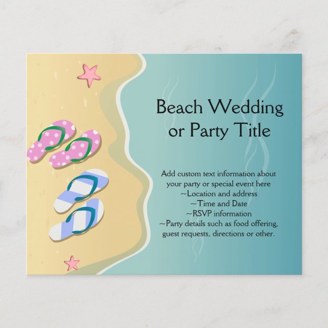 Seine/ihre Flip Flops auf der Hochzeit am Strand (Vorderseite)