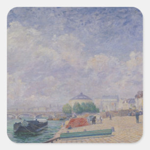 Seine in Bercy, 1885 Quadratischer Aufkleber