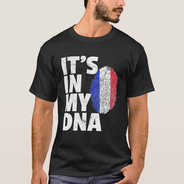 Seine in meiner DNA Französisch-Frankreich-Flagge  T-Shirt (Vorderseite)