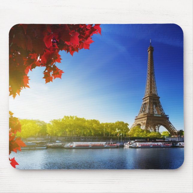 Seine in Paris mit Eiffelturm im Herbst Mousepad (Vorne)