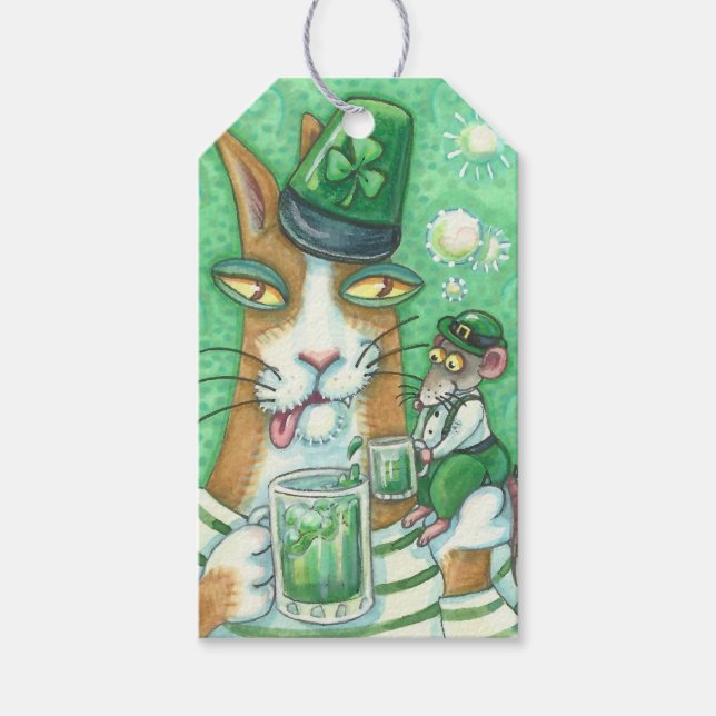 SEINE KATZE, RAT, GRÜNE BIER ST. PATRICK'S DAY GESCHENKANHÄNGER (Vorderseite)