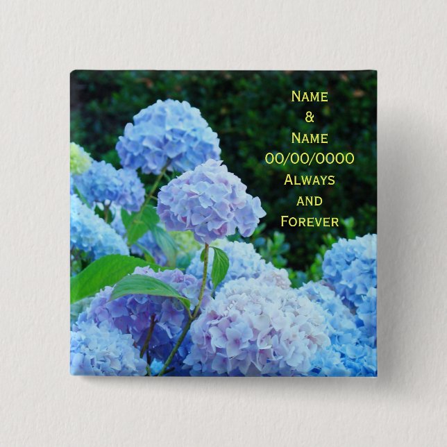 Seine Knopf-Liebe u. ihr Namenshochzeits-Datum Button (Vorderseite)