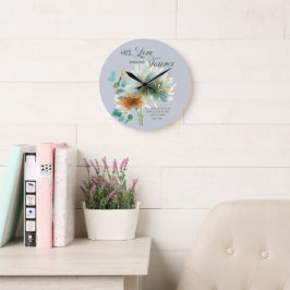 Seine Liebe hält für immer Psalm 136 Blumengrau an Große Wanduhr