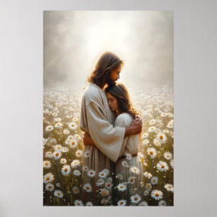 Seine Liebe Jesus umarmt Frau Heilende Umarmung Je Poster