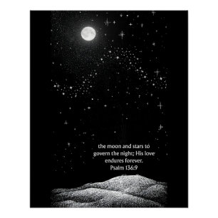 Seine Liebe währt ewig – Psalm 136:9 Wandkunst Poster