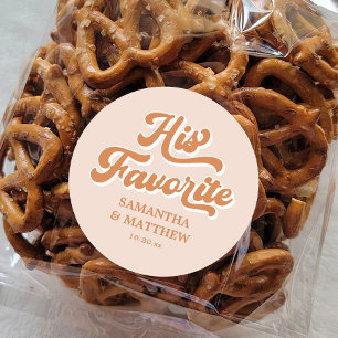 Seine Lieblings-Vintag Orange Retro 70er Wedding Runder Aufkleber