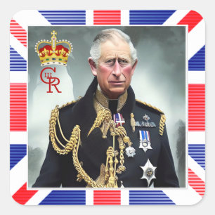 Seine Majestät König Charles III Quadratischer Aufkleber