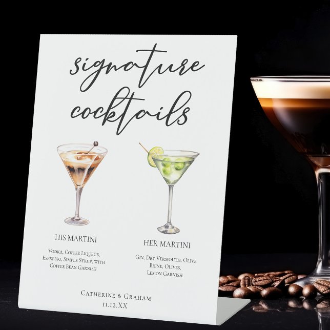 Seine Martini-Unterschrift "Wedding Cocktails Menu Sockelschild (Von Creator hochgeladen)