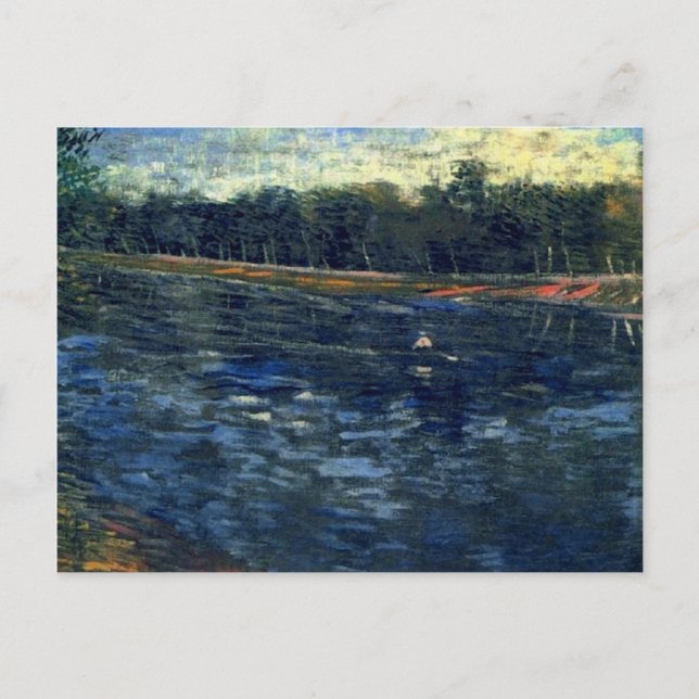 Seine mit einem Ruderboot, Van Gogh Fine Art Postkarte (Vorderseite)