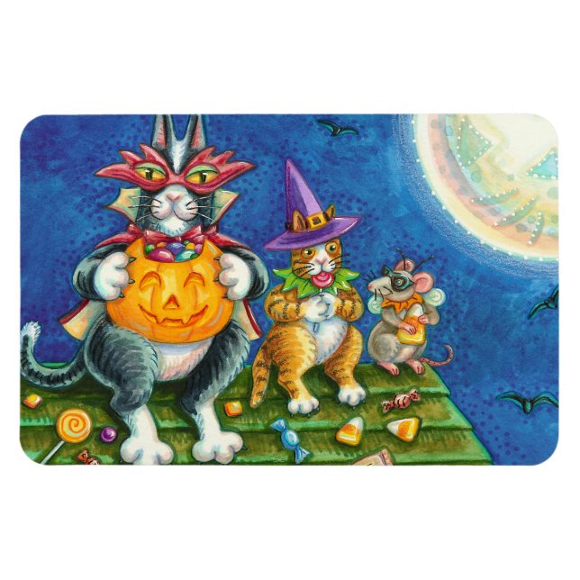 SEINE N' FITZ KATZEN, TRICK ODER BEHANDELN FUNNY H MAGNET (Horizontal)