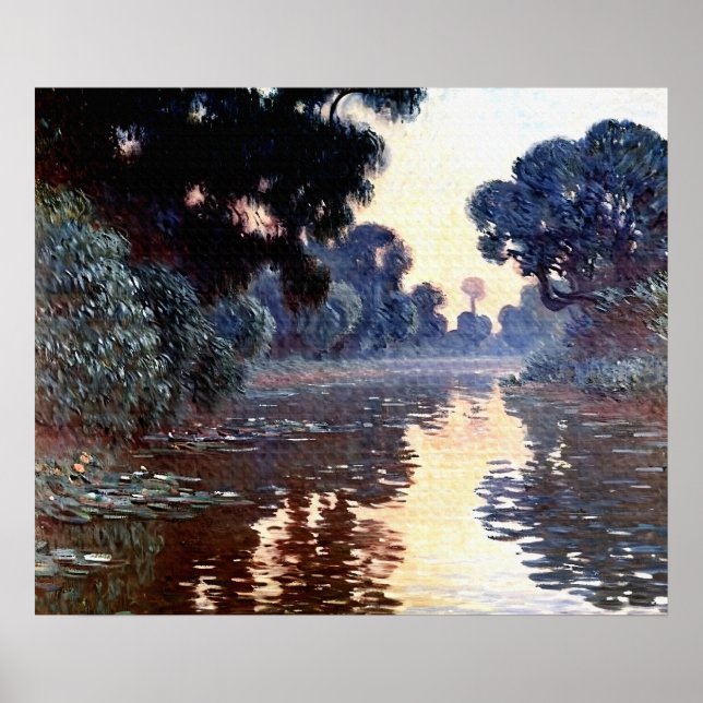 Seine nahe Giverny bei Sonnenaufgang Poster (Vorne)