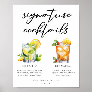 Seine Rum Signature Cocktails Hochzeitsmenü Poster
