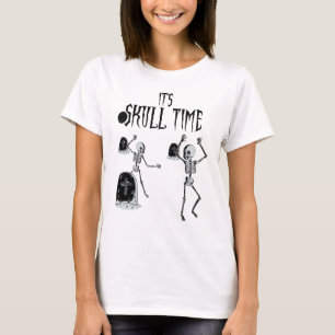 Seine Skull-Zeit tanzt Skelette auf Friedhof Hallo T-Shirt