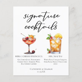 Seine sommerliche Hochzeitssignatur Cocktails Menu