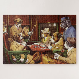 Seine Station und Vier Asse Hunde spielen Poker Puzzle