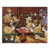 Seine Station und Vier Asse Hunde spielen Poker