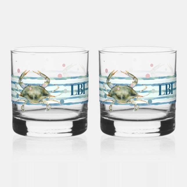 SEINE STRANDSTADT, DIE WASSERFARBKUNST WHISKYGLAS (Vorderseite)