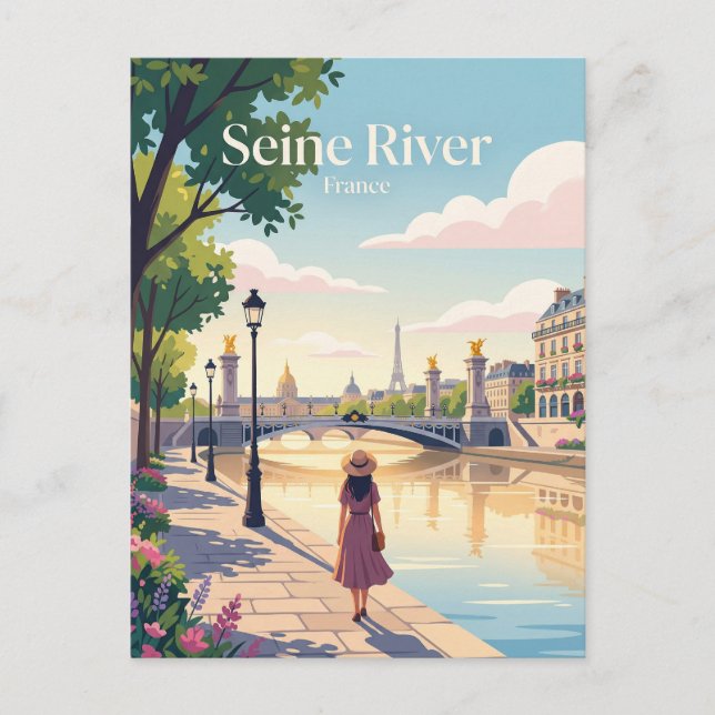 Seine-Ufer Frankreich Postkarte (Vorderseite)
