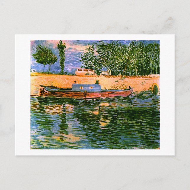 Seine-Ufer mit Boote Van Gogh Kunsthandwerk Postkarte (Vorderseite)