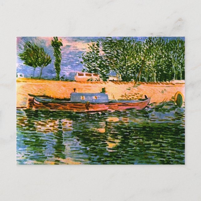 Seine-Ufer mit Boote Van Gogh Kunsthandwerk Postkarte (Vorderseite)