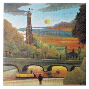 Seine und Eiffelturm bei Sonnenuntergang, Fliese