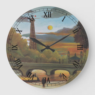 Seine und Eiffelturm bei Sonnenuntergang von Henri Große Wanduhr