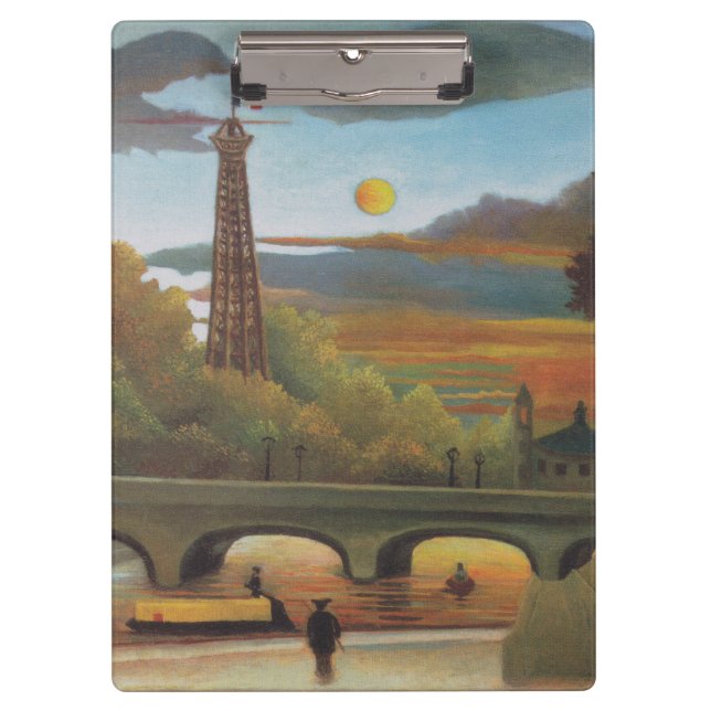 Seine und Eiffelturm bei Sunset by Henri Rousseau Klemmbrett (Vorderseite)
