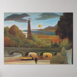 Seine und Eiffelturm bei Sunset by Henri Rousseau Poster