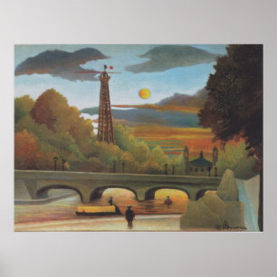 Seine und Eiffelturm im Sonnenuntergang Post Poster