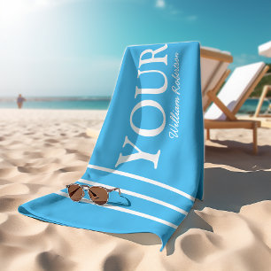Seine und ihre blauen "YOURS" personalisiert Strandtuch