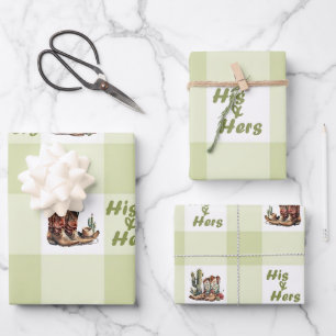 Seine und ihre Cowboy Boots Wrapping Paper Geschenkpapier Set
