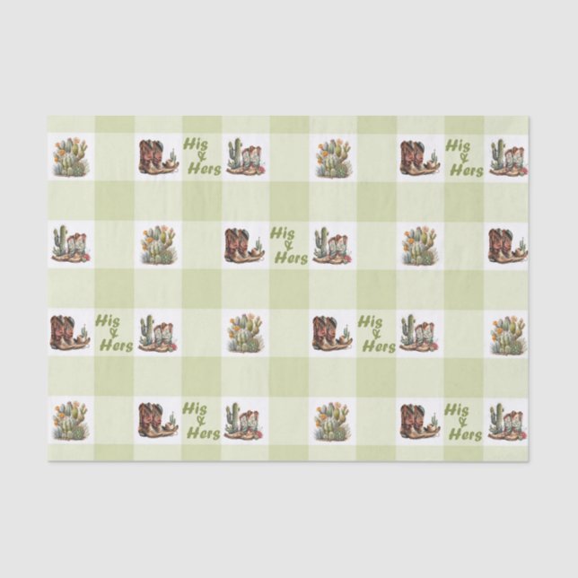 Seine und ihre Cowboy Cowgirl Boots Tissue Paper Seidenpapier (Vorderseite)