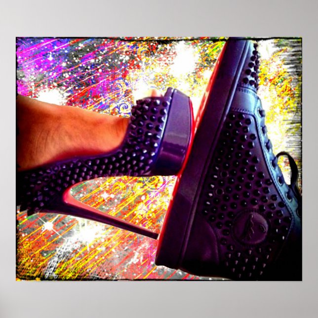 Seine und ihre Roten Bottom Heelse und Sneakers Poster (Vorne)