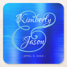 Seine und ihre Skriptnamen, Brushed Blue Metal Wed Rechteckiger Pappuntersetzer