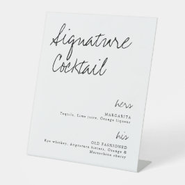 Seine und ihre Unterschrift Cocktail Hochzeitszeic Sockelschild