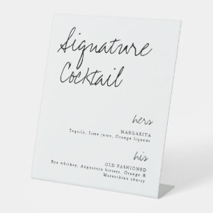 Seine und ihre Unterschrift Cocktail Hochzeitszeic Sockelschild
