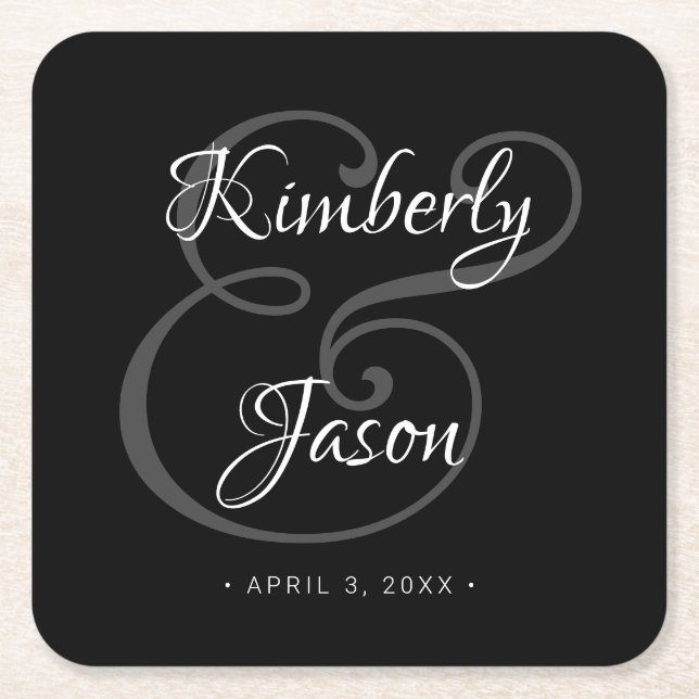 Seine und ihre weißen Skriptnamen, Schwarze Hochze Rechteckiger Pappuntersetzer (Vorderseite)